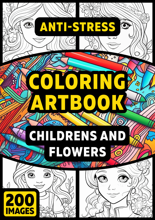 Olympia anti-stress coloring artbook "Childrens and flowers"