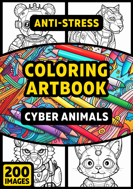 Olympia anti-stress coloring artbook "Cyber animals"