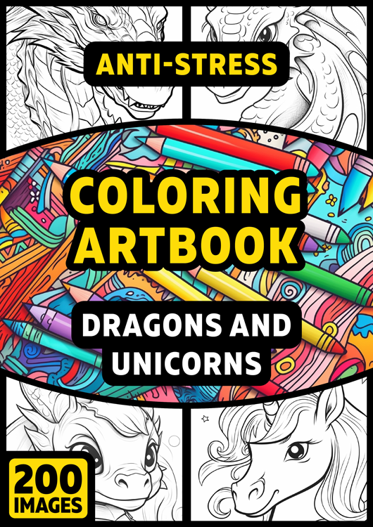 Olympia anti-stress coloring artbook "Dragons and unicorns"