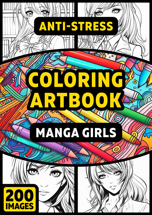 Olympia anti-stress coloring artbook "Manga girls" | Special Edition
