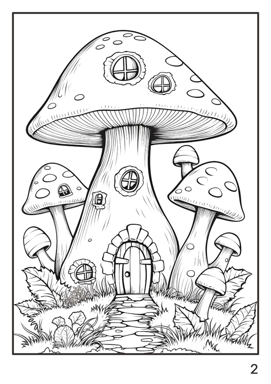 Olympia anti-stress coloring artbook "Mushroom houses"
