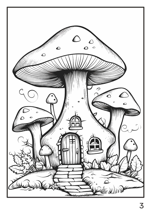 Olympia anti-stress coloring artbook "Mushroom houses"