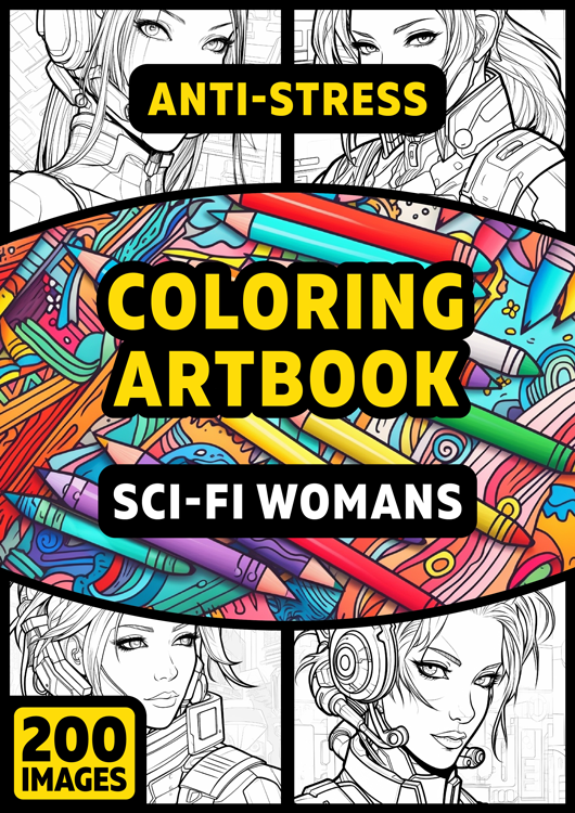 Olympia anti-stress coloring artbook "Sci-fi womans"