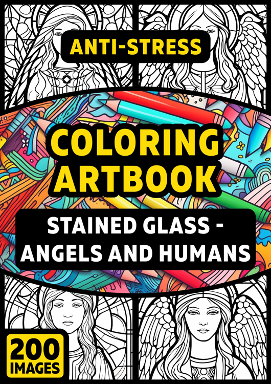 Olympia anti-stress coloring artbook "Stained glass - Angels and Humans"