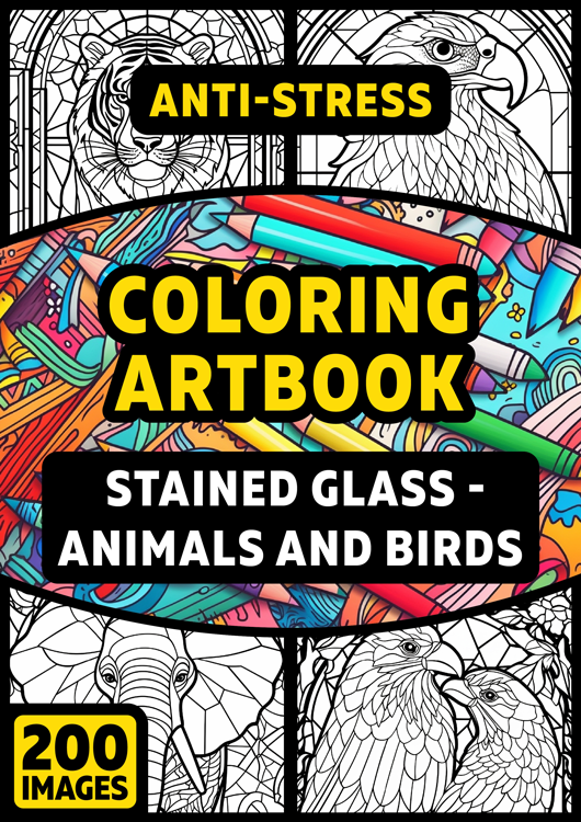 Olympia anti-stress coloring artbook "Stained glass - Animals and birds"