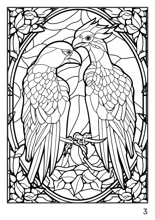 Olympia anti-stress coloring artbook "Stained glass - Animals and birds"