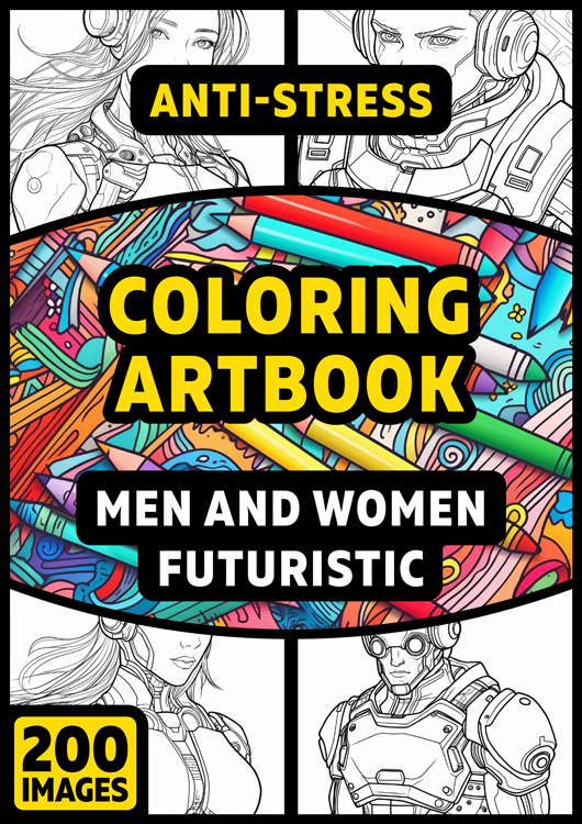 Olympia anti-stress coloring artbook "Men and women futuristic"