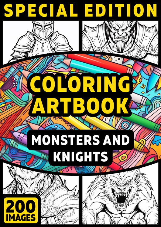 Olympia anti-stress coloring artbook "Monsters and knights" | Special Edition