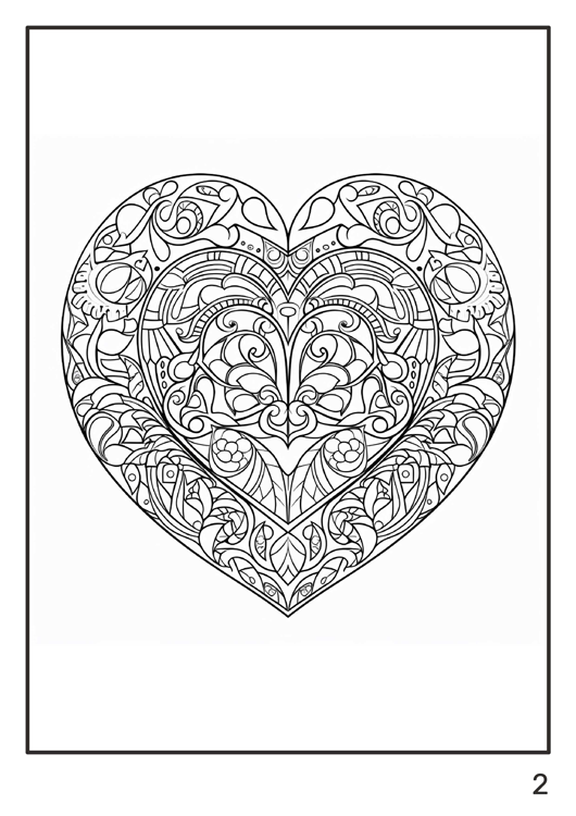 Olympia anti-stress coloring artbook "Hearts with ornament"