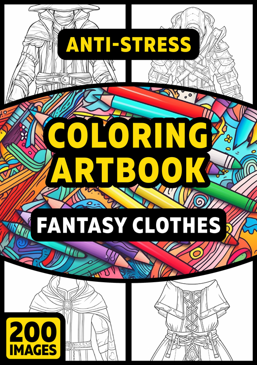 Olympia anti-stress coloring artbook "Fantasy clothes"