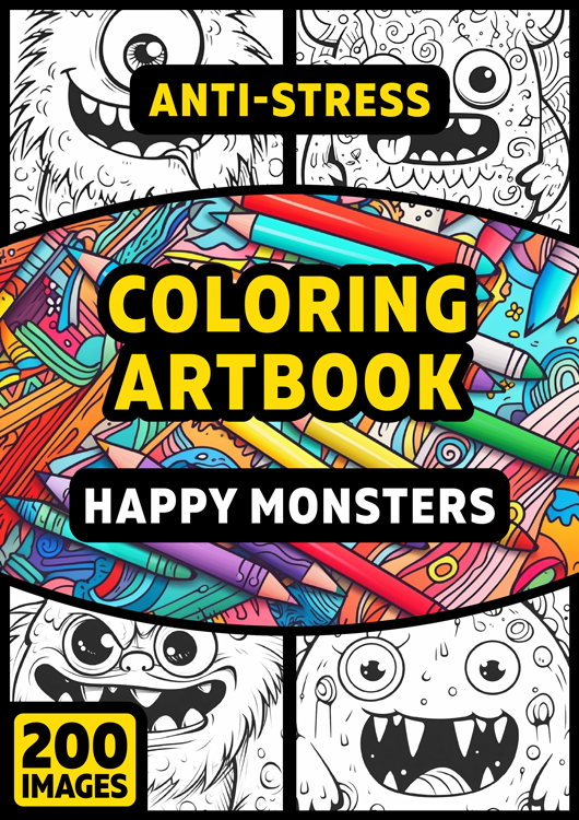 Olympia anti-stress coloring artbook "Happy monsters"