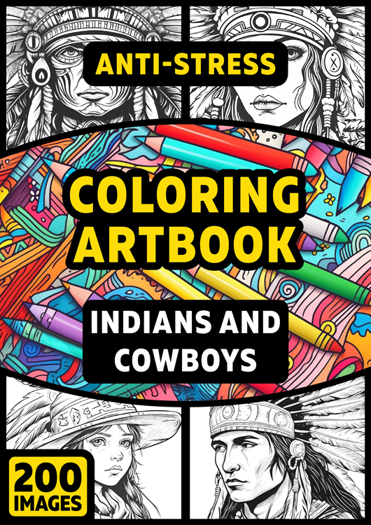 Olympia anti-stress coloring artbook "Indians and cowboys"